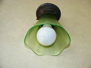 Old Art Nouveau Lamp Glass Pendant Lamp Ceiling Lamp Green Vintage - Picture 1 of 1