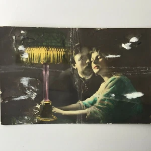 1913 VINTAGE AUSTRO-HU PHOTO POSTCARD Lover Couple Hand Colored - Picture 1 of 4