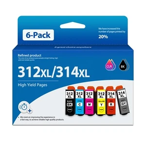 FADSOON® 312XL 314XL Ink Cartridges 6-Pack Compatible for Epson XP-8500, XP-8600 - Picture 1 of 11