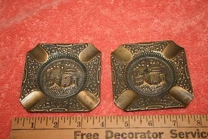 Vintage Unmarked Solid Cast Brass  Ashtrays - Picture 1 of 3