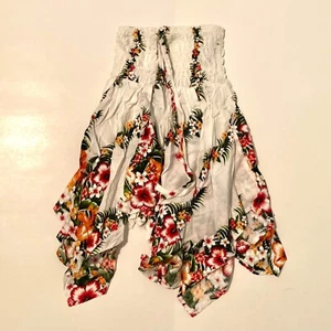Girl's Halter Dress Hawaiian Luau Summer White Orange Red Floral Fern Size 4 - Picture 1 of 4