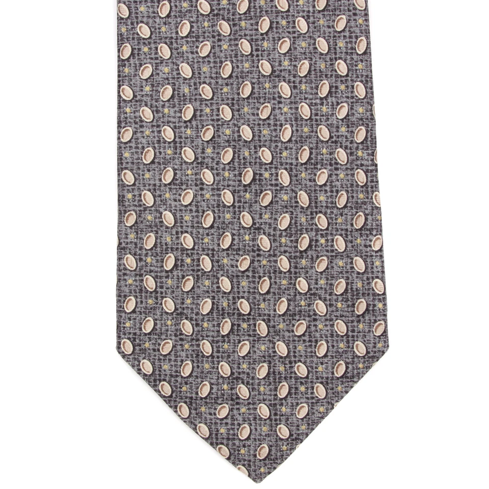 Corbata ERMENEGILDO ZEGNA Era Espacial Forma de Huevo Patrón Gris Diseñador Para Hombres Cuello de Seda Foto 1 de 4