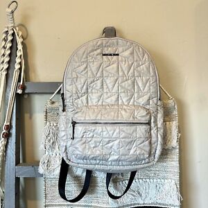 Michael Kors Winnie Medium Quilted Nylon Gray Silver Backpack