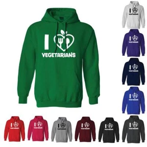 I Love Vegetarian Hoodie Veggie Heart BBQ Plants Vegetables Lover Novelty Gifts - Picture 1 of 23