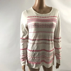 Etcetera Women’s M Knit Pull Over Light Sweater LongSleeve White Pink New $198 - Picture 1 of 6
