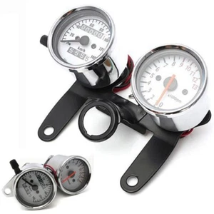 Motorcycle RPM Km/h Odometer Tachometer Speedometer Gauge +Bracket LED Backlight - Picture 1 of 11