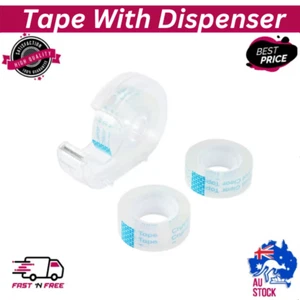 Sticky Desktop Tape Dispenser Holder Cutter With Tape Roll Packaging Office Desk - Picture 1 of 6