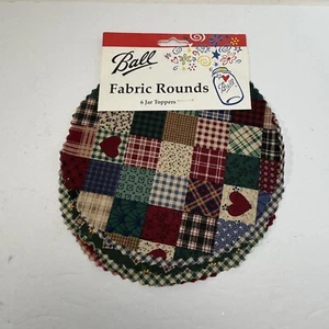 6 Ball Canning Jar Fabric Rounds Jar Toppers Hearts Sunflowers Checker Crafts - Picture 1 of 8