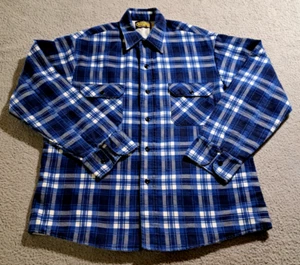 Vintage SportsWear Herren blau kariert Flanell Perma-Prest Jacke/Größe Large - Bild 1 von 7
