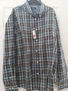 Mens Checked M&s Blue Harbour Cotton Twill Shirt Bnwt Xxl - Picture 1 of 4