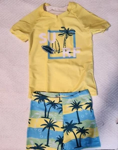 Boys Swim Set Size 6 Yellow And Blue with SURF and Palms SS 10217 / 15 - Picture 1 of 5