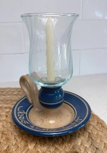 The Potter’s Mark Perkiomenville, PA 1997 Candle Holder with Hurricane Glass - Picture 1 of 5