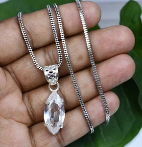 26,80 ct natürlicher weißer Saphir Marquise 925 Sterlingsilber Anhänger zertifiziert - Bild 1 von 7
