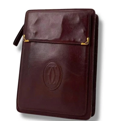 Cartier Mustline Segundo Bolso Vertical Solapa Cuero 20cm Burdeos Usado Foto 1 de 4