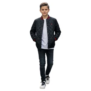 Polo Ralph Lauren schwarze gefütterte Jacke mit Druckknopfleiste Größe L14/16 - Bild 1 von 10