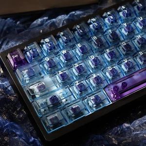 Blue Crystal Clear Keycaps Set, 156 Keys Cherry Profile Transparent Keycaps f... - Picture 1 of 7