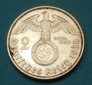1938 j ALEMANIA Tercer Reich alemán moneda de 2 marcos - plata - Imagen 1 de 2