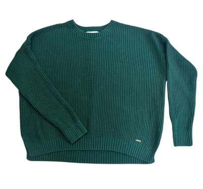Suéter Hollister Para Mujer M Verde De Gran Tamaño Cuadrado Acanalado Tejido Crew Preparación para Vacaciones Foto 1 de 4