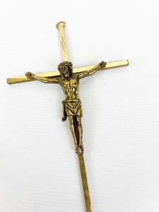 Vintage Brass Crucifix Cross 10" Jesus Christ INRI Wall Hanging Christian Decor - Picture 1 of 6