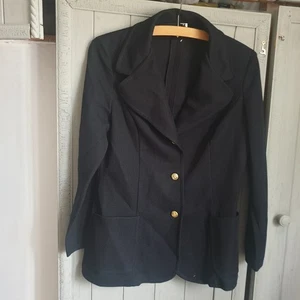 Chaqueta Negra Tejida Butte De Colección Años 70 Talla 12 Dorada Militar Naval Botones Bolsillos - Imagen 1 de 5