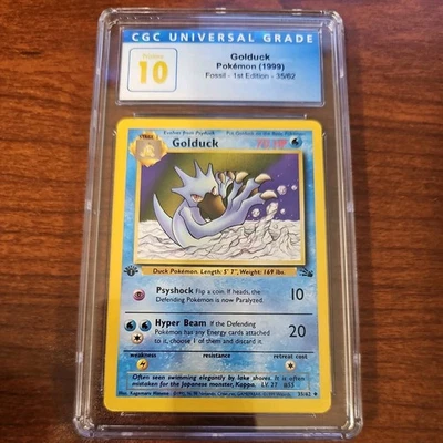 1999 POKEMON FOSSIL Card #35 GOLDUCK 1ST EDITION CGC 10 GEM MINT Vintage WOTC RC - Image 1 of 4