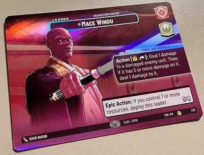 Star Wars Unlimited TWI 270 Mace Windu Vaapad Form Master Leader Showcase Foil - Image 1 of 2