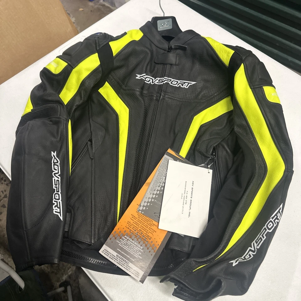 Chaqueta de cuero para motocicleta AGV Sport GP Corsa talla 42 Flo amarillo negro Foto 1 de 4