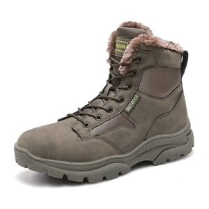 Men's Winter Warm Snow Boots Outdoor Fully Fur Lined Warm Hiking Shoes