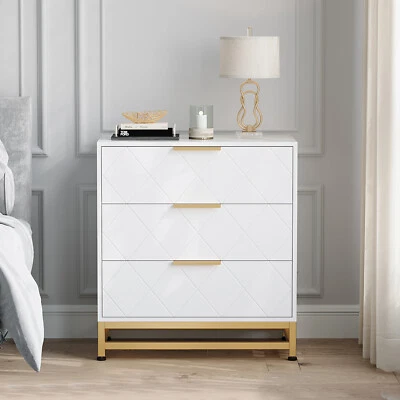 3 Drawers Dresser for Bedroom Chest of Drawers Wood Nightstand Storage Organizer - Image 1 of 4