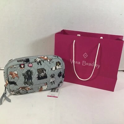 Vera Bradley Cord Organizer Tech Case Dog Show Pattern Gray & Pink Gift Bag New - Image 1 of 4