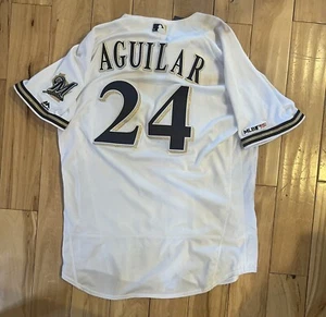 GAME WORN JESUS AGUILAR MILWAUKEE BREWERS Jersey MLB AUTH. Opening Day 2019 - Picture 1 of 12