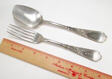 Antique 1879 2pc Rogers & Bro. Newport Chicago Silverplate Fork & Spoon As-Is
