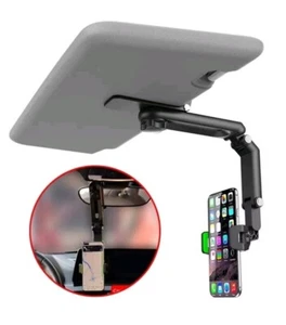 360° Adjustable Phone Holder Car Rearview Mirror Sun Visor - Picture 1 of 6