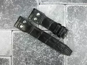 Nuovo IWC 20 mm cinturino in pelle nera con nastro aereo rivetto PILOTA portoghese X1 - Foto 1 di 6