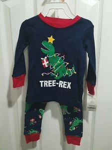 Carter's 2 Piece Christmas Dinosaur Tree-Rex Pajamas long Sleeve 2T - Picture 1 of 3