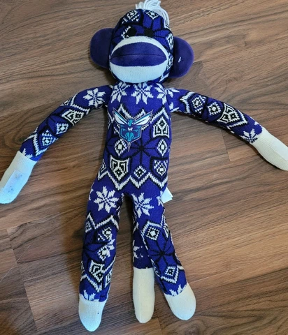 FOCO NBA Charlotte Hornets Fans 18" Ugly Sock Monkey Plush Toy Purple White Cover