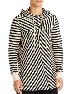 Drkshdw Rick Owens L30702 Mens Black/Natural Striped Hoodie Size M - Picture 1 of 6