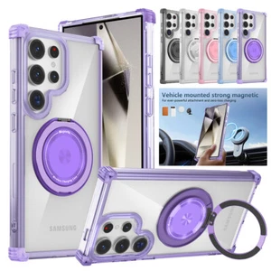 For Samsung S24 Ultra S23 S22Plus Note20 Magsafe Magnetic Rotate Ring Stand Case - Picture 1 of 23