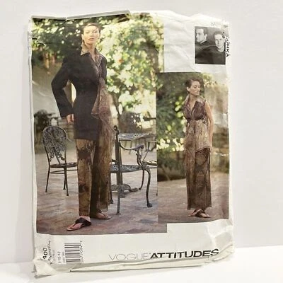 UNCUT Vogue 1400 sewing pattern Badgley Mischka Jacket Blouse Pants Sz 8-10 VTG - Image 1 of 4