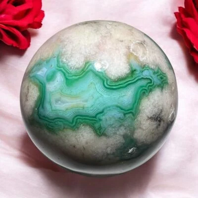 Esfera de cristal de ágata flor verde Foto 1 de 4