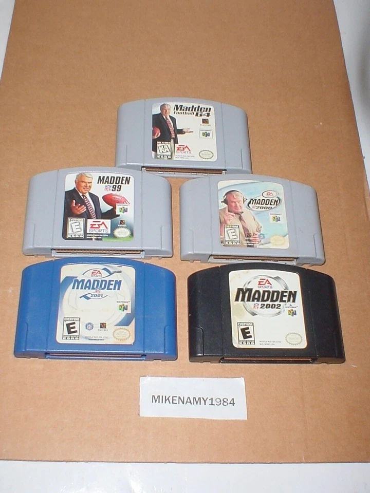 Full Set Of All 5 N64 Madden Games 64, 1999, 2000, 2001, 2002 - Nintendo 64 N64 - Image 1 of 1