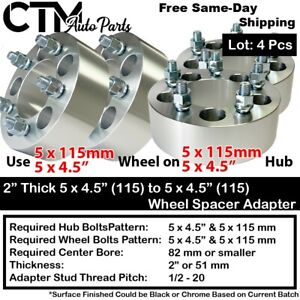 4x 2" Thick 5x4.5(5x115) 82mm C.B. Wheel Spacer Adapter Fit Mazda Pontiac & More