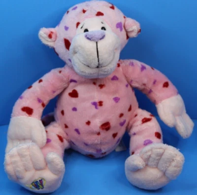 Ganz Webkinz Love Monkey Plush Pink Hearts 10" Valentines Day HM343 No Code - Image 1 of 4
