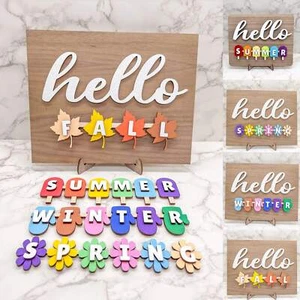 Hello Summer / Hello Fall / Hello Spring / Hello Winter Interchangeable Sign / D - Picture 1 of 4