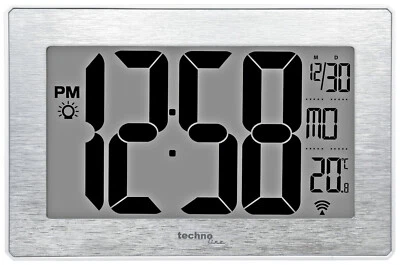 WS8019, kleine und moderne Wanduhr, Funk, gebürstete Silber-Optik  - Bild 1 von 3