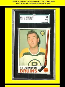 1969-70 O-PEE-CHEE ED JOHNSTON # 200 SGC grado 96 (9) como nuevo Boston Bruins - Imagen 1 de 1