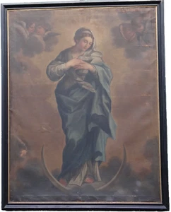 Dipinto olio su tela Madonna in Gloria quadro religioso XVII secolo 190 cm - Picture 1 of 16
