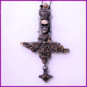 Cross Necklace Amulet Chunky Pendant Jewelry Star Skull Necronomicon Seal Sigil - Picture 1 of 24