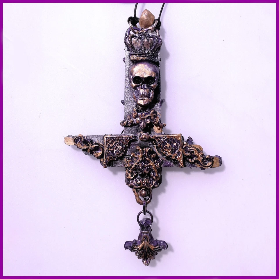 Cross Necklace Amulet Chunky Pendant Jewelry Star Skull Necronomicon Seal Sigil - Image 1 of 4