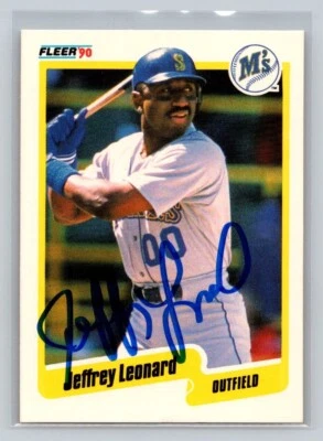 Jeffrey Leonard Autographed 1990 Fleer Seattle Mariners Baseball Card #519 - Image 1 of 2